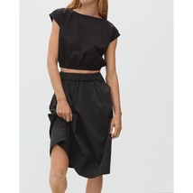 Everlane Womens The Bubble Top Organic Cotton Stretch Cropped Black S - $33.73