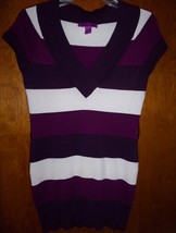 Love By Design Purple White Stripe Knit Jumper Size L   - £6.31 GBP