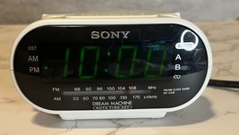 Sony Dream Machine AM/FM Dual Alarm Clock Radio White Model ICF-C318 Tested A3 - £10.97 GBP