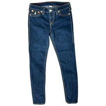 True Religion Dark Blue Low Rise Flap Big T Skinny Jeans Size 28 Contras... - $31.36