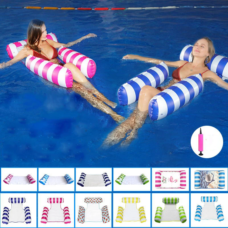Inflatable Hammock Foldable Dual-Purpose Floating Row Swimming Pool Water - £14.90 GBP+