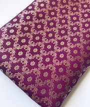 India Brocade fabric Purple &amp; Gold Fabric Wedding Fabric, Abaya Fabric -... - $7.49+