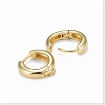 Set of 10 Stylish 18K Gold Plated Chunky Huggie Hoop Earrings with Lever... - $52.46