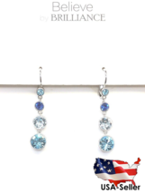 Believe By Brilliance Fine Silver Plated Genuine Crystal Earrings 4 ston... - $3.75