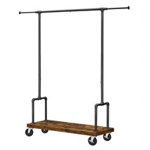 Industrial Metal Pipe Garment Rack with Bottom Shoe Storage Shelf on Wheels - £135.85 GBP