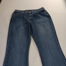 Blue Jeans High Rise Women's Blue Cotton Blend Denim Jeans Size 14P (32×25) image 13