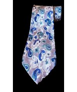 Rooster Men’s Silk Tie Necktie Beige Blue Green Cream Woven Geometric Pa... - $237.76 MXN