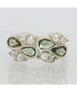 Gray Green and White Sapphire Ladies Handmade Sterling Silver 925 Ring s... - £75.17 GBP