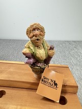 Vintage Spit N Whittle Bottle Stopper Vino Stompoli Cork Carved Wine Fig... - $34.64