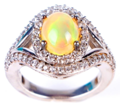 925 Sterling Silver Ethiopian Welo Opal Ladies Ring Size 5 - £194.93 GBP