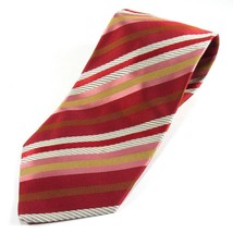 Cadini Men&#39;s Textured Tie 100% Silk Repp Stripe Pattern Tartan Red Made ... - £15.18 GBP