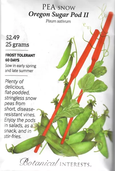 Pea Snow Oregon Sugar Pod Ii Vegetable Seeds - Botanical Interests 12/24 Fresh G - $8.70