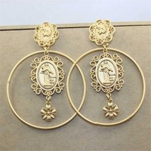 MHS.SUN Baroque Style Women Circle Drop Earrings Vintage Gold Color Girls Dangle - £16.69 GBP