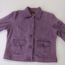 St. John’s Bay RN#93677 Women’s M Faded Purple Full Button Denim Jacket Pockets image 13