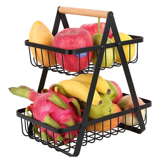 2 Tier Countertop Fruit Basket, Portable Fruit Bowl Basket Kitchen Organ... - $31.12