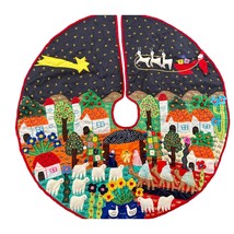 Peruvian Nativity Scene Arpilleras 3D Colorful Christmas Tree Skirt 36&quot; - £106.50 GBP