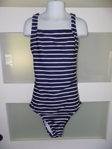 Hanna Andersson Navy Blue Striped 1 PC Swimsuit Size 14/16 Girl&#39;s - £22.38 GBP