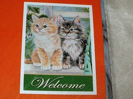 New Adorable Kitten Welcome Flag 28" X 40" Outdoor Yard Cats Gray Tabby Orange - $14.84