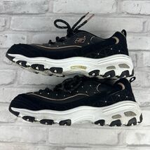 Skechers Memory Air Cooled D’ Lites Womens Black Rose Gold Bling Sneaker... - $36.74