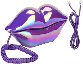 Zunate Purple Electroplate Creative Lip Telephone, Trendy, Decoration Gift. - £28.96 GBP