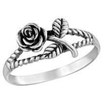 Enchanted Rose Flower Sterling Silver Band Ring-9 - £10.81 GBP