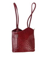 Borse In Pelle Convertible Purse Backpack Red Textured Leather Made In I... - $45.46 CAD