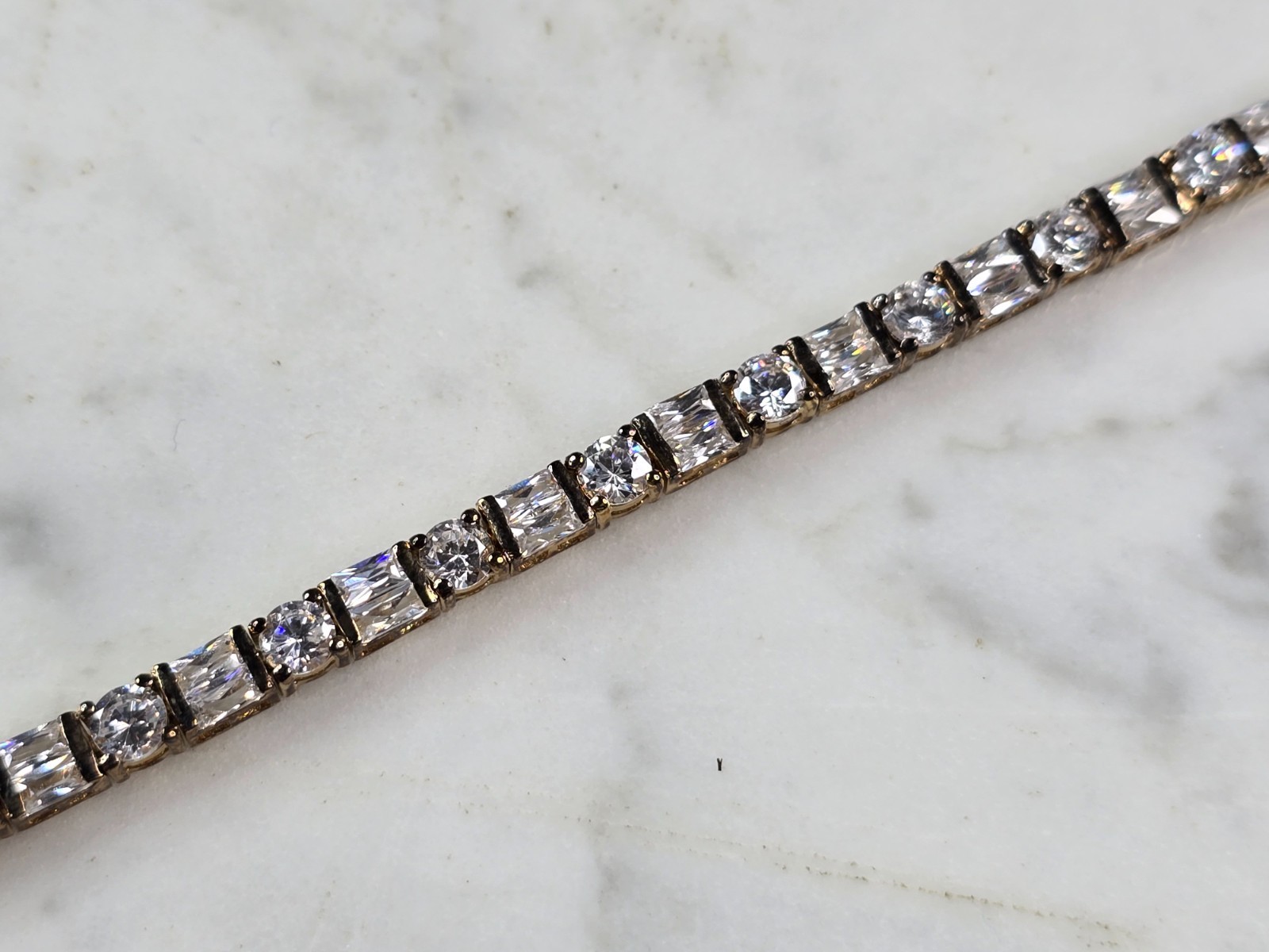 Womens Vintage Estate Sterling Silver CZ Gold Tone Tennis Bracelet 13.7g E4961 Item image 2