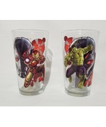 2 Marvel Avengers Age Of Ultron Iron Man &amp; Hulk Drinking Glasses Cups Tu... - $257.26 MXN