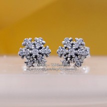 925 Sterling Silver Sparkling Snowflake Stud Earrings , Clear CZ Stud Earrings - £13.74 GBP