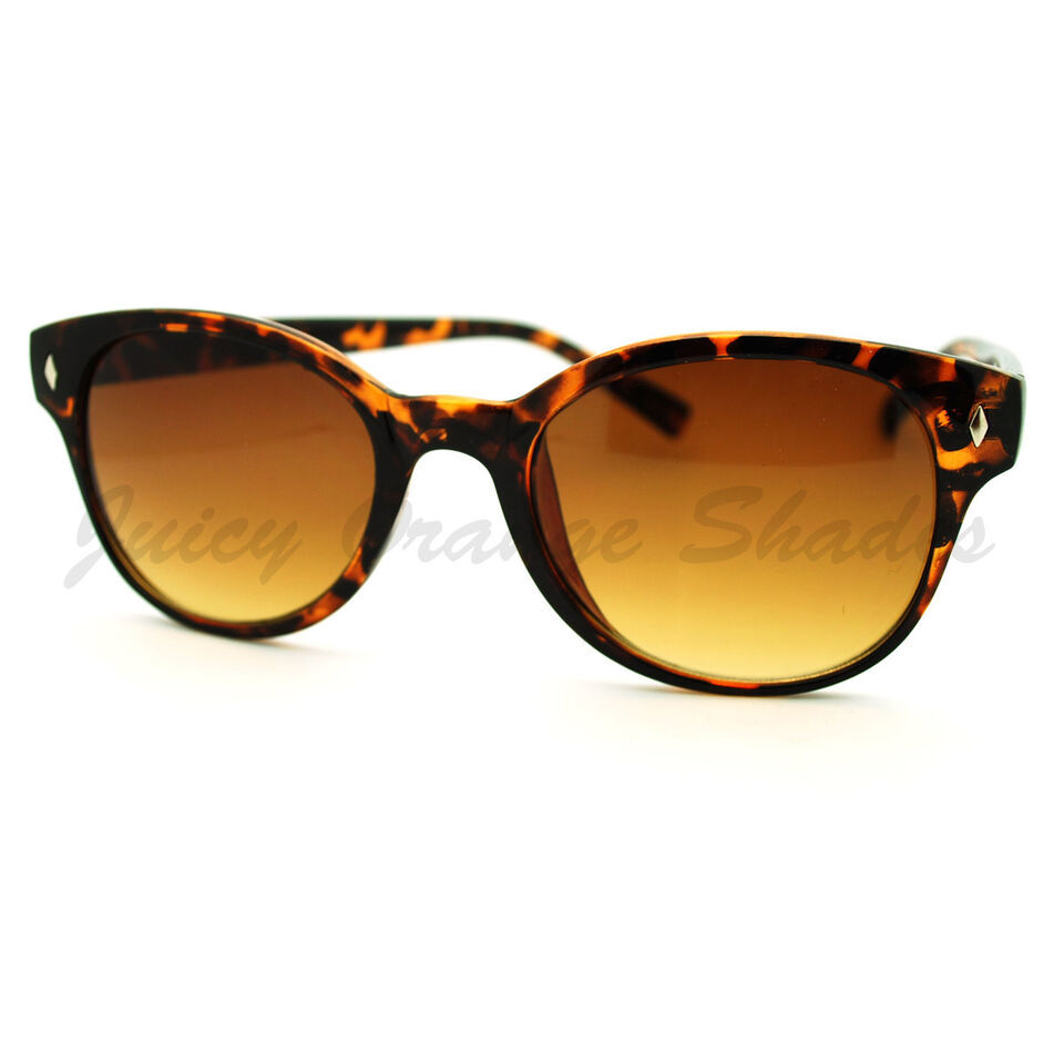 Women&#39;s Sunglasses Classic Round Horn Rim Thin Frame Diamond Shape Pins - $6.88+