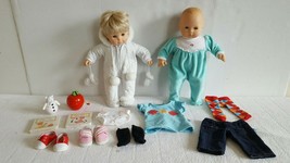 American Girl Bitty Baby Twins Boy &amp; Girl Blonde Hair Blue Eyes Toy Book Clothes - £102.21 GBP