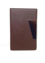 Fujima Brown 2 1/2&quot; PU Wrapped Leather Side Open Business Card Holder - $8.90
