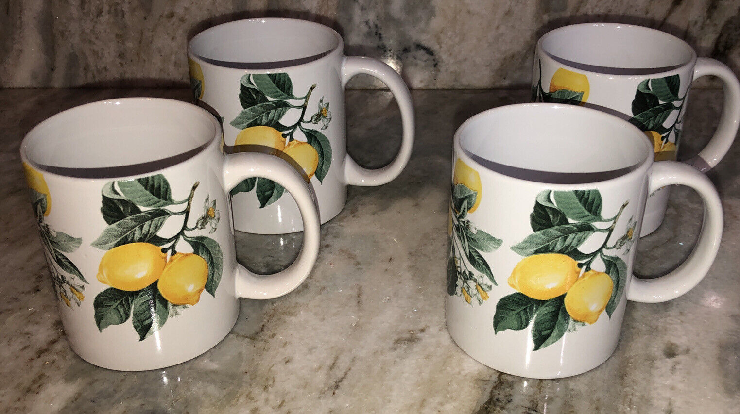 Coffee Tea Ceramic Cup Mug Set of 4 Royal Norfolk Lemons 12 oz NEW-SHIPS N 24HRS - $39.48