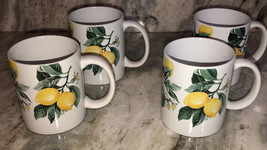 Coffee Tea Ceramic Cup Mug Set of 4 Royal Norfolk Lemons 12 oz NEW-SHIPS N 24HRS - £31.75 GBP