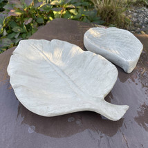 Concrete Leaf Bird Bath Cement Bowl Sculptures For Garden Birdbath Art R... - $124.99
