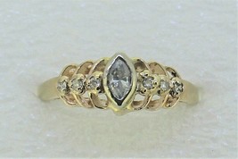 1/4ct Diamond Solitaire w/ Accent Ring REAL Solid 14k Yellow Gold 3.6g Size 8.75 - £433.50 GBP