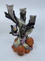 Fitz &amp; Floyd 1988 Halloween 3-Branch Candle Holder Ghost Vulture Pumpkin... - $148.49