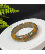 Carbonate Jade Bangle 55MM Porcelain Luster Multicolored Oil Painting Style - $57.99