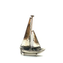 Vintage Signed 925 Sterling Silver Sailboat Nautical Figure Display Miniature - £51.43 GBP