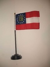 Georgia State Flag 4&quot;x6&quot; Desk Set Black Base - £3.47 GBP