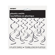 66cm Plastic Hanging Swirl Black Party Decorations, Pack of 8  - $6.00