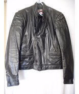 Vintage Brooks Size 38 Black Leather Cafe Racer Motorcycle Jacket quilte... - $100.40