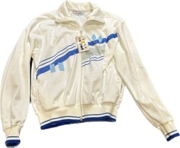 80s Vintage Cal Sport Track Jacket USA Made Adult Size Large Blue Stripe... - £31.07 GBP