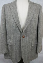 GORGEOUS VTG Ralph Lauren Chaps Gray Herringbone Tweed Sport Coat Leathe... - $89.99