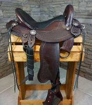 Western Endurance saddle 16&#39;&#39; Eco leather color brown on drum dye finished - $628.36