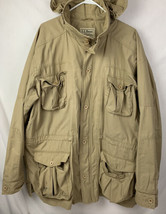Vintage LL Bean Jacket Heavy Cotton Beige Work Outdoors Hooded Men’s XL - £39.14 GBP