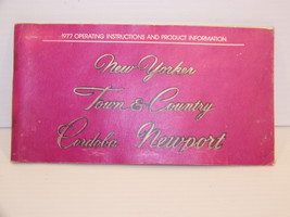 1977 Chrysler New Yorker Town &amp; Country Cordoba Newport Owners Manual Oem - $22.48