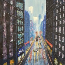 Cityscape 1 By Deb Bossert Artworks 8&quot; x 8&quot; Original Acrylic Painting - £50.61 GBP