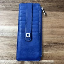Lodis Blue Leather Audrey Credit Card Holder Wallet Slim - $19.94