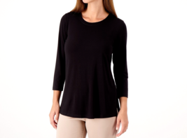 Susan Graver Weekend Essentials Cool Touch Scoop Neck Top- Black, Small #A567182 - £18.13 GBP